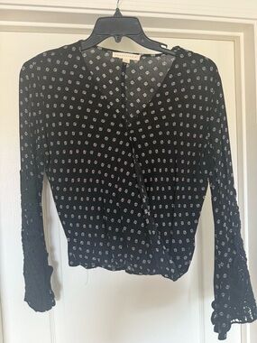 lovestitch Black Printed Wrap-Style Blouse